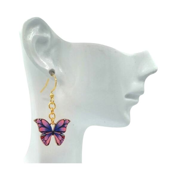 Whimsical Butterfly Dangle Earrings – Spring Summer Jewelry - Picture 2 of 3